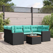 7-dijelni set vrtnih sofa od poliratana s jastucima crni Crna 65.5 x 62 x 69 cm