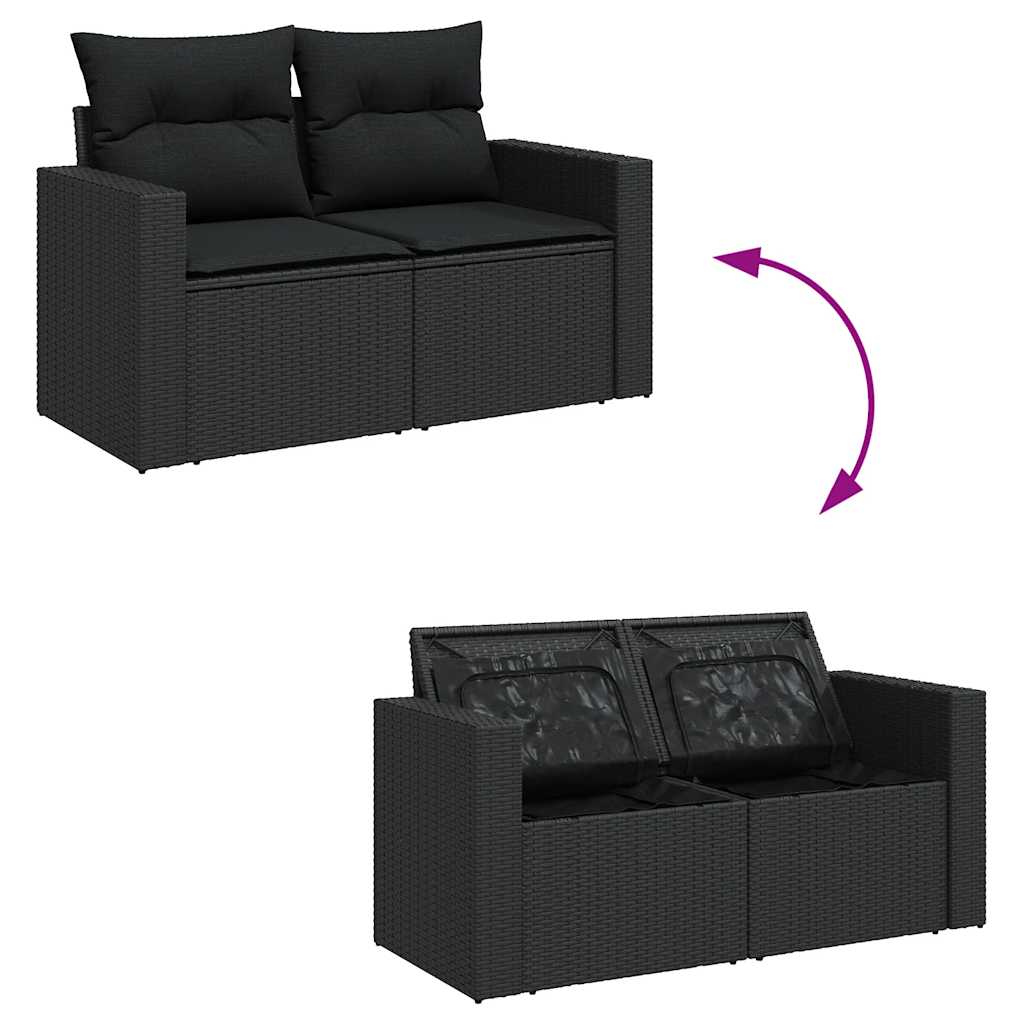 9-dijelni set vrtnih sofa s jastucima crni od poliratana Crna 66 x 62 x 69 cm