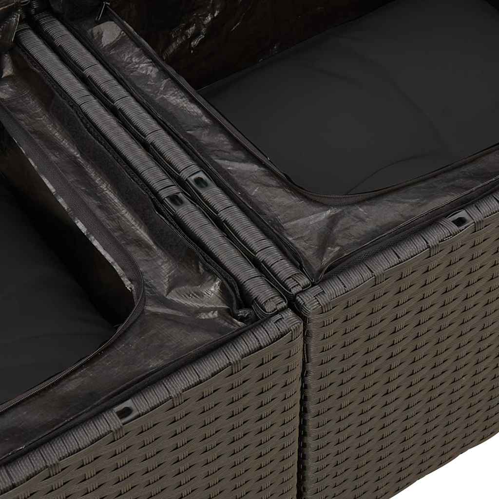 9-dijelni set vrtnih sofa s jastucima crni od poliratana Crna 66 x 62 x 69 cm