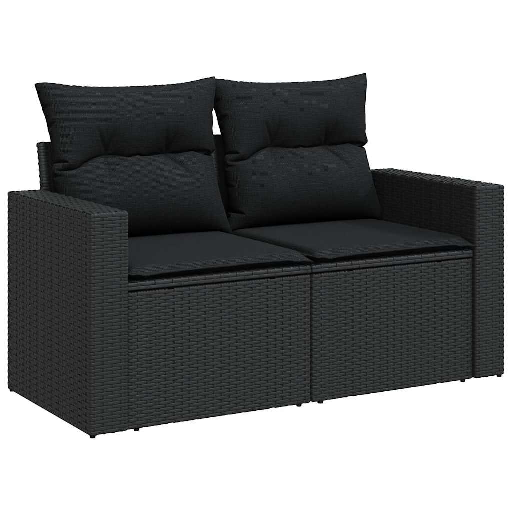 9-dijelni set vrtnih sofa s jastucima crni od poliratana Crna 66 x 62 x 69 cm