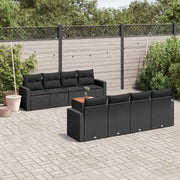 9-dijelni set vrtnih sofa s jastucima crni od poliratana Crna 66 x 62 x 69 cm