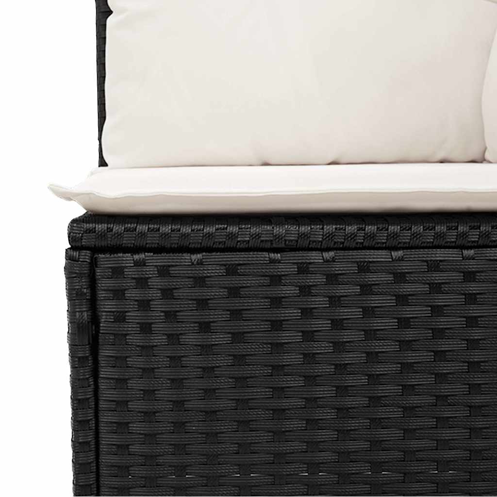 7-dijelni set vrtnih sofa od poliratana s jastucima crni Crna
