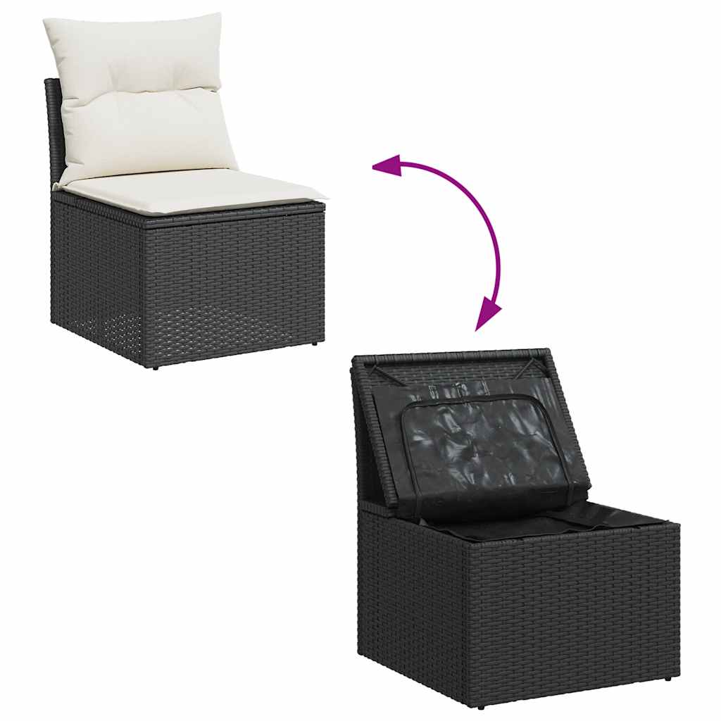 7-dijelni set vrtnih sofa od poliratana s jastucima crni Crna