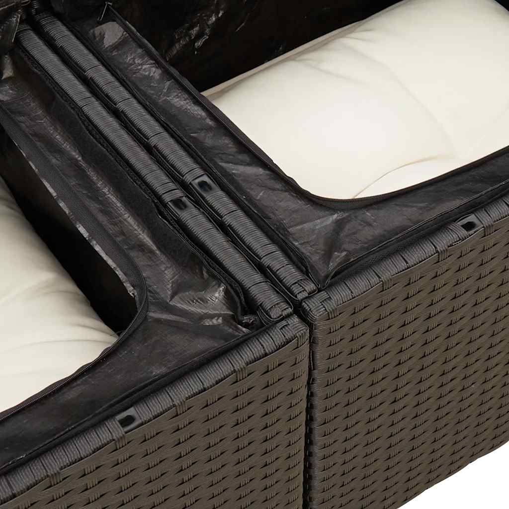 7-dijelni set vrtnih sofa od poliratana s jastucima crni Crna
