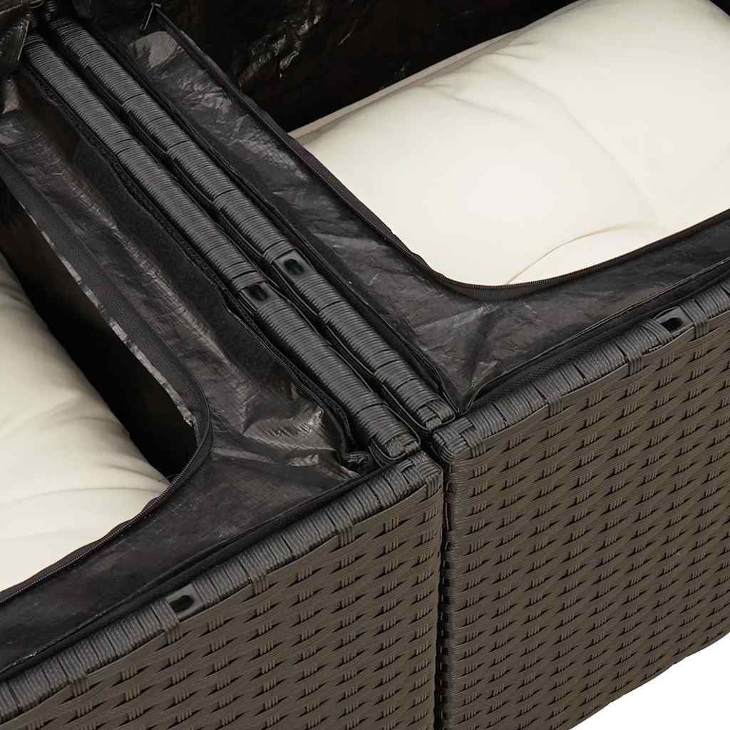 10-dijelni set vrtnih sofa s jastucima crni od poliratana Crna