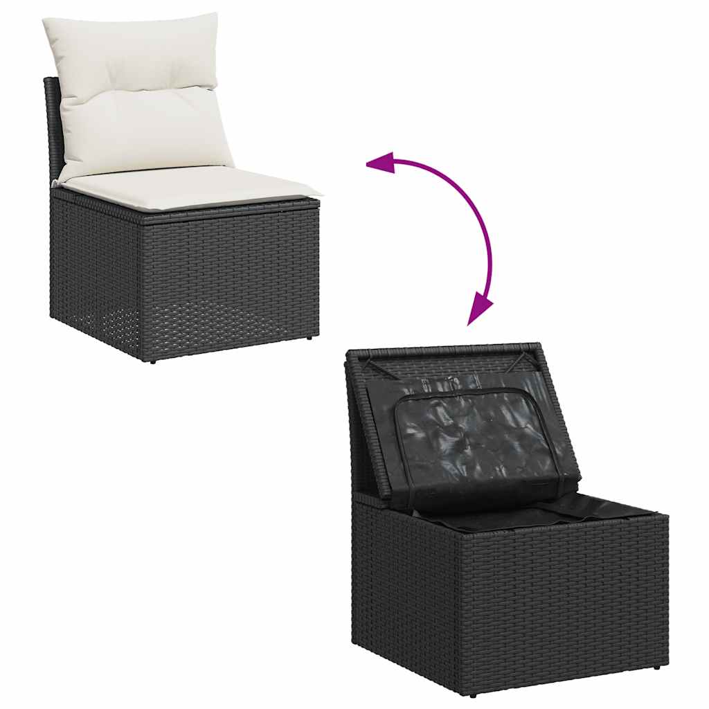 10-dijelni set vrtnih sofa s jastucima crni od poliratana Crna