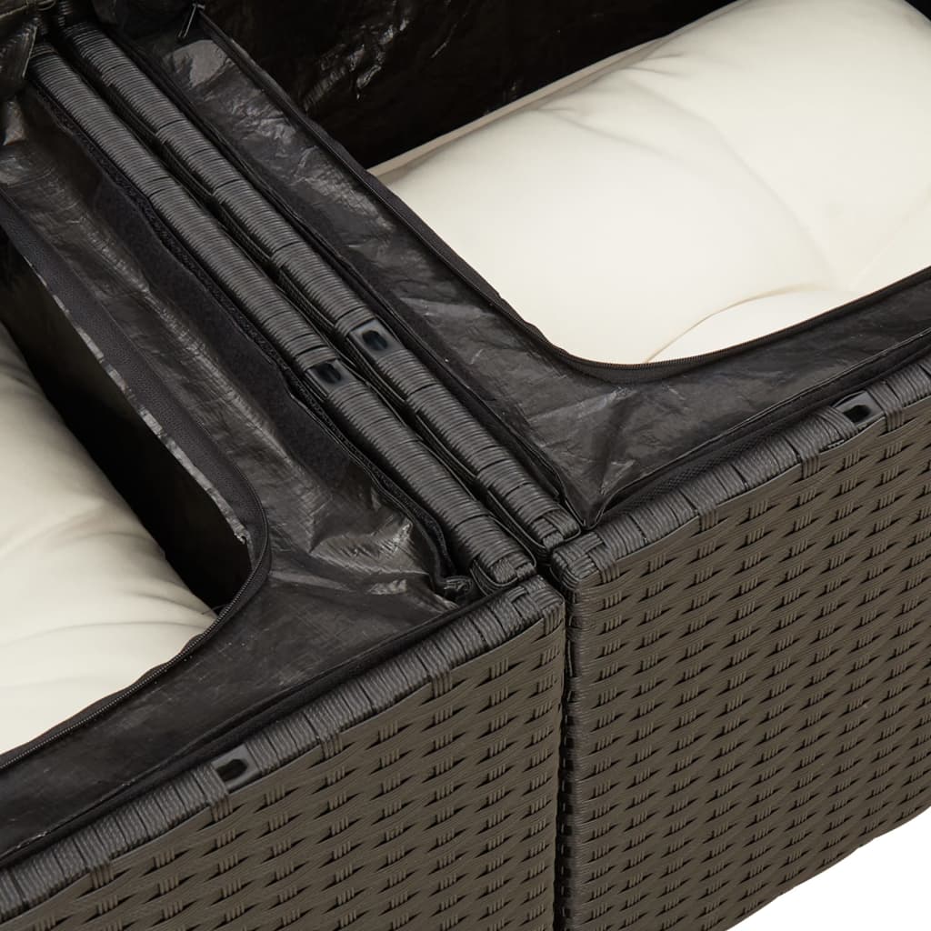 12-dijelni set vrtnih sofa od poliratana s jastucima crni