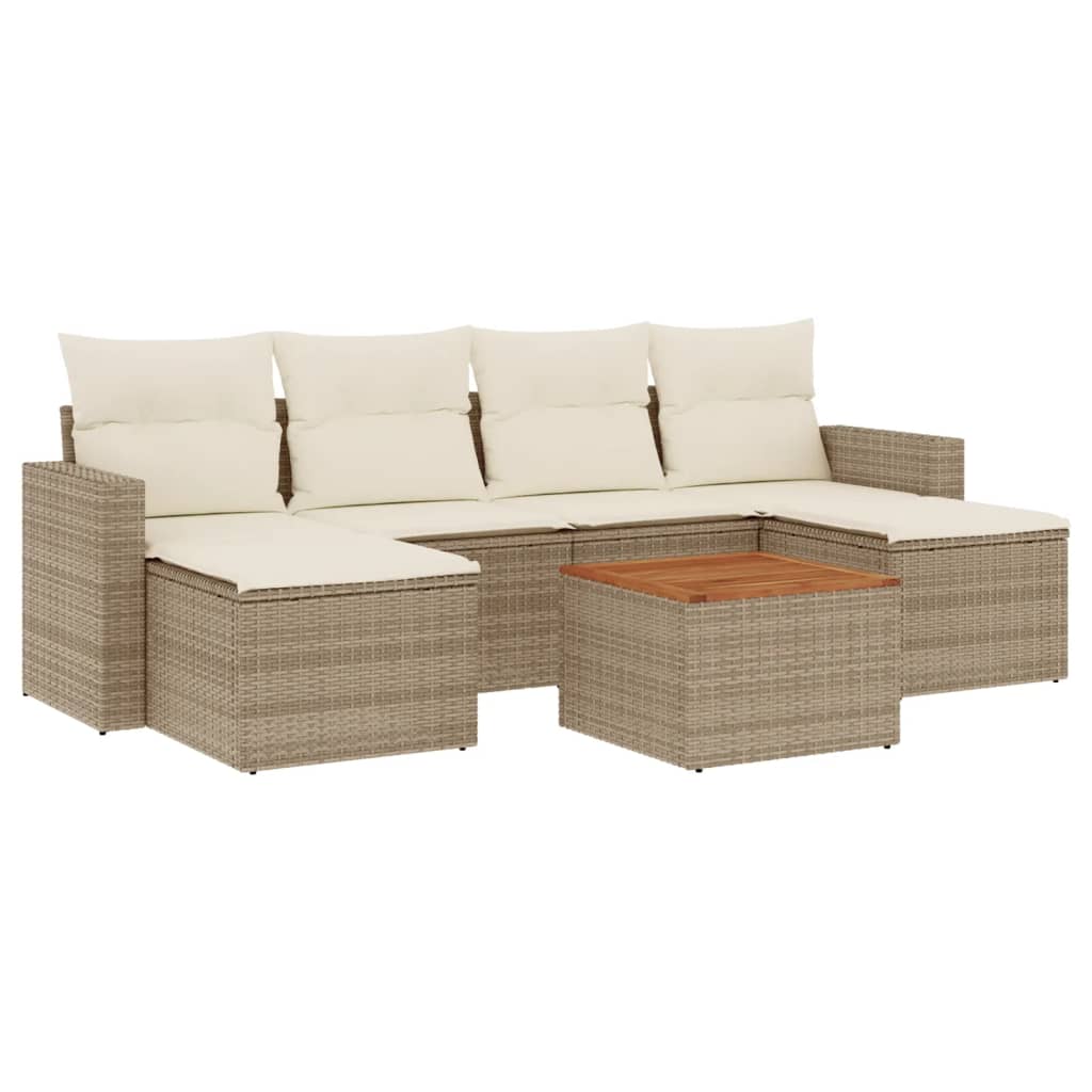 7-dijelni set vrtnih sofa od poliratana s jastucima bež 66 x 62 x 69 cm