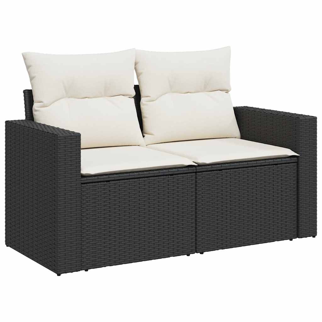 10-dijelni set vrtnih sofa s jastucima crni od poliratana Crna