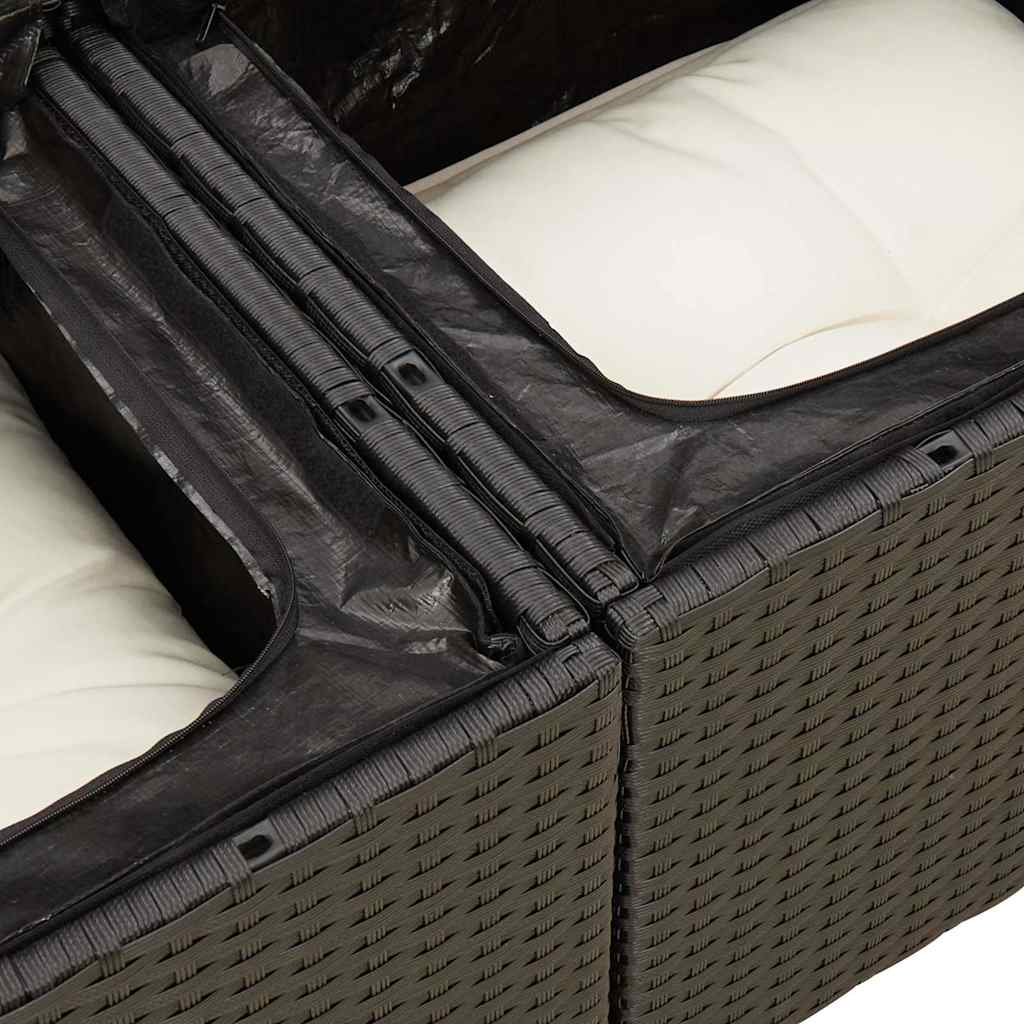 10-dijelni set vrtnih sofa s jastucima crni od poliratana Crna