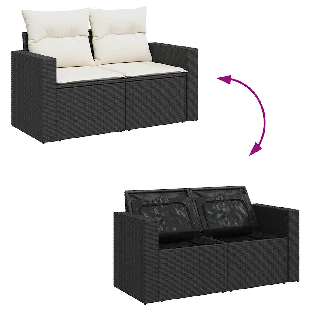 10-dijelni set vrtnih sofa s jastucima crni od poliratana Crna