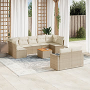 10-dijelni set vrtnih sofa s jastucima bež od poliratana 66 x 62 x 69 cm