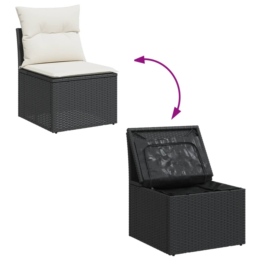 11-dijelni set vrtnih sofa od poliratana s jastucima crni Crna 66 x 62 x 69 cm