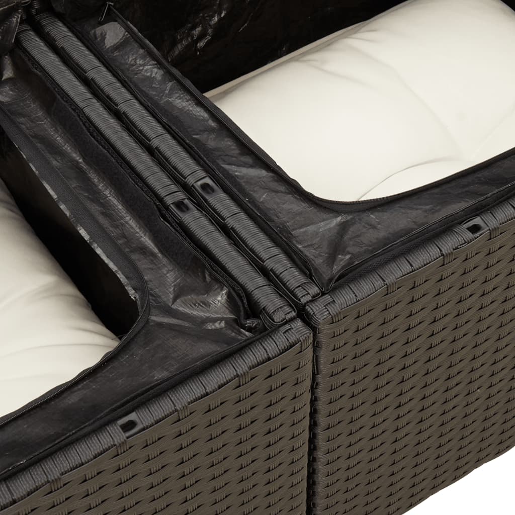 11-dijelni set vrtnih sofa od poliratana s jastucima crni Crna 66 x 62 x 69 cm