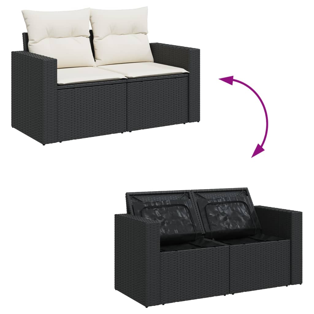11-dijelni set vrtnih sofa od poliratana s jastucima crni Crna 66 x 62 x 69 cm