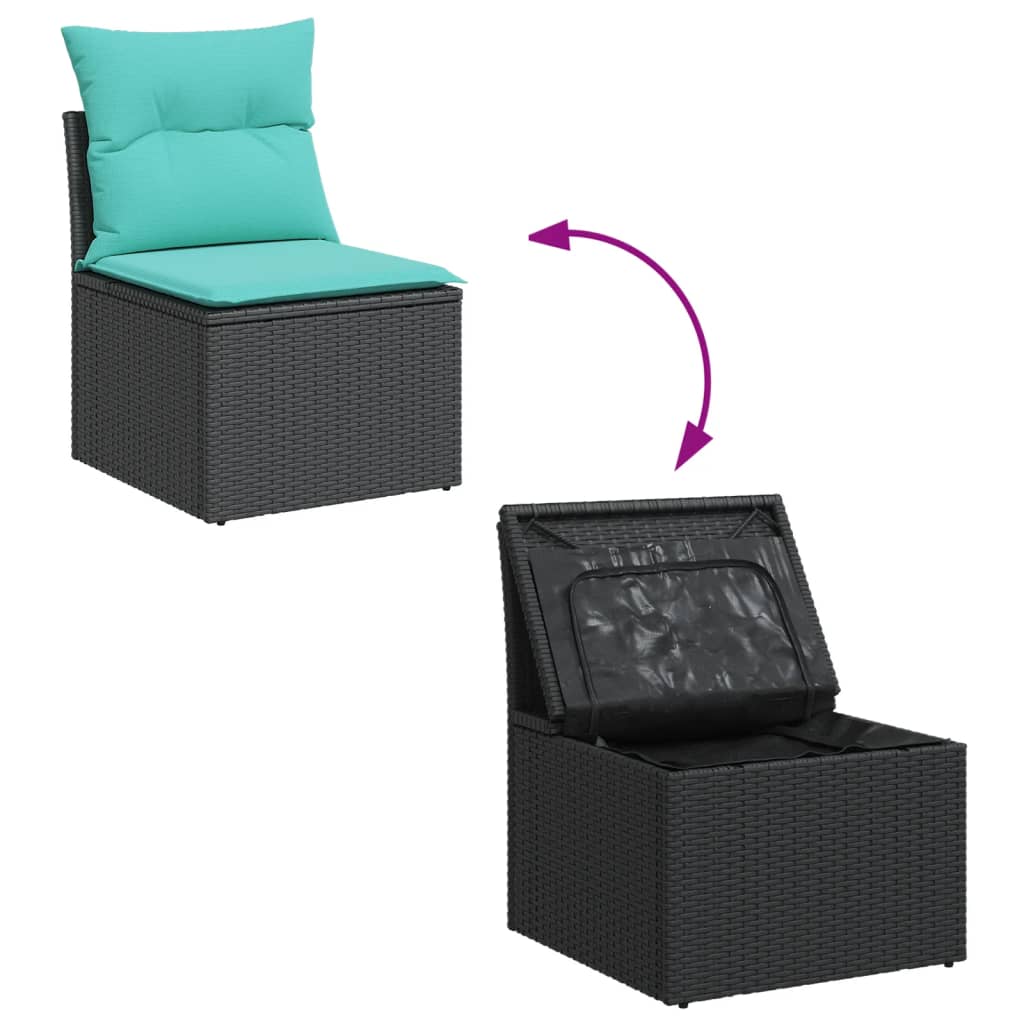 12-dijelni set vrtnih sofa s jastucima poliratan crni