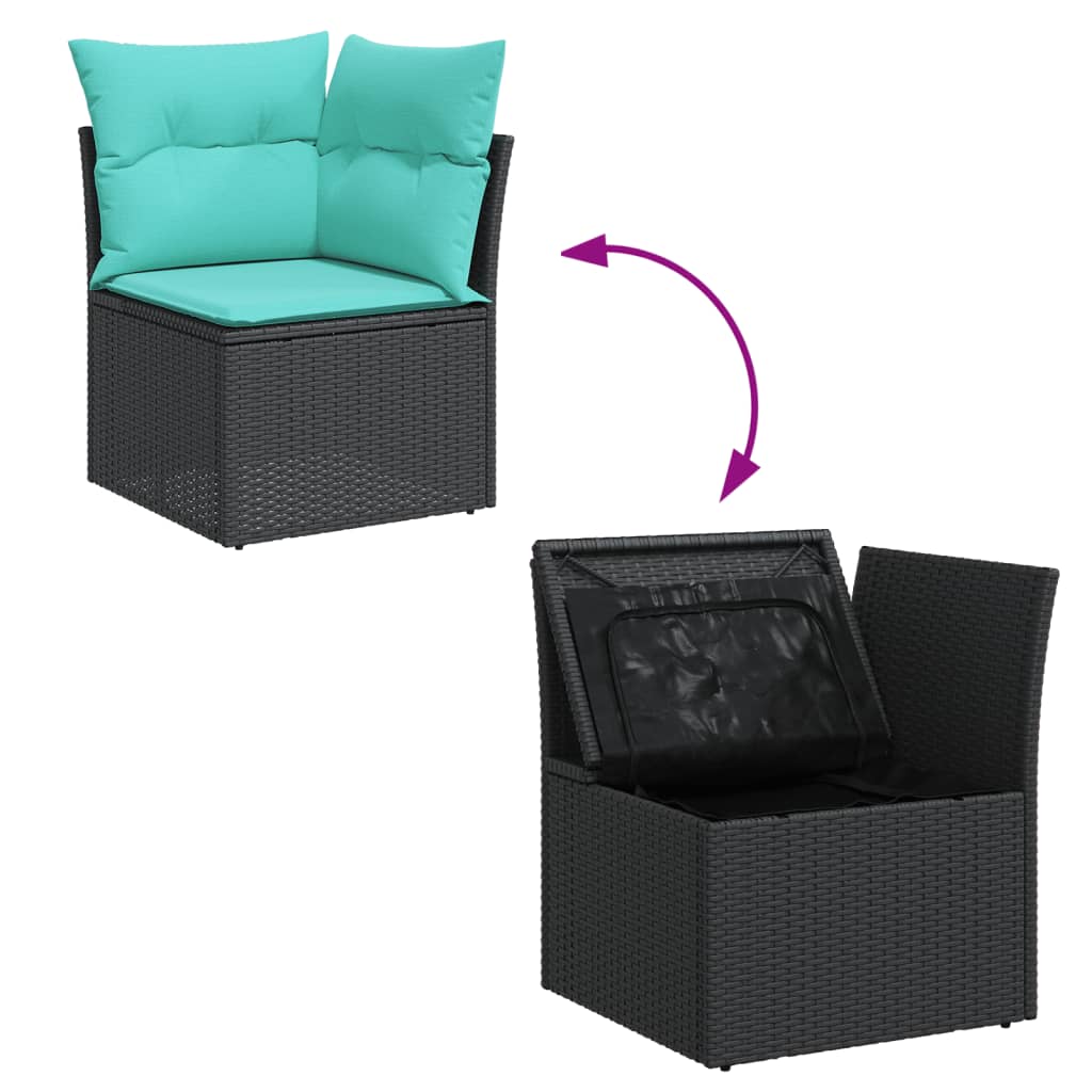 12-dijelni set vrtnih sofa s jastucima poliratan crni