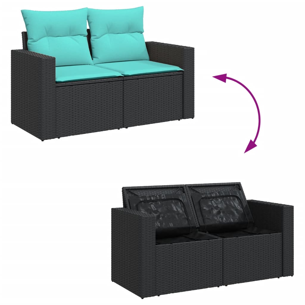12-dijelni set vrtnih sofa s jastucima poliratan crni