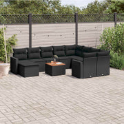 11-dijelni set vrtnih sofa od poliratana s jastucima crni Crna 66 x 62 x 69 cm