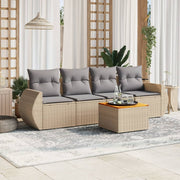 5-dijelni vrtni set sofa s jastucima bež od poliratana 70 x 62 x 69 cm