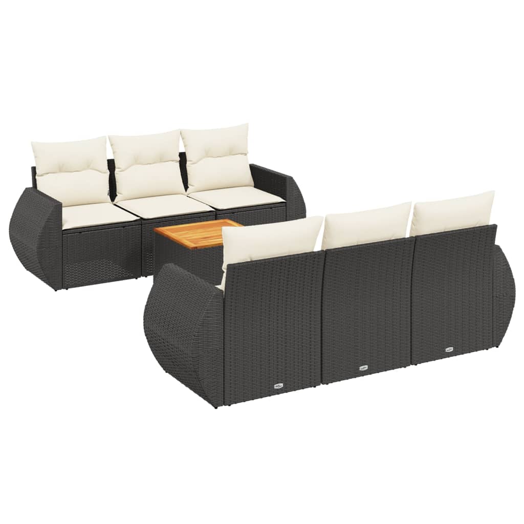 7-dijelni set vrtnih sofa od poliratana s jastucima crni Crna 70 x 62 x 69 cm