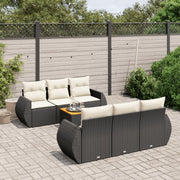 7-dijelni set vrtnih sofa od poliratana s jastucima crni Crna 70 x 62 x 69 cm
