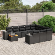 11-dijelni set vrtnih sofa od poliratana s jastucima crni Crna 83 x 62 x 69 cm