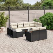 11-dijelni set vrtnih sofa od poliratana s jastucima crni Crna 65.5 x 62 x 69 cm