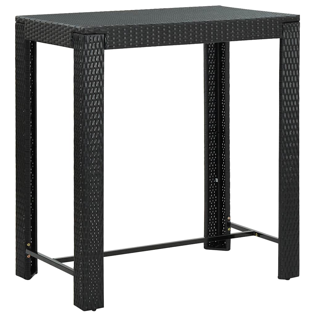 7-dijelni vrtni barski set od poliratana s jastucima crni Crna 100 x 60.5 x 110.5 cm