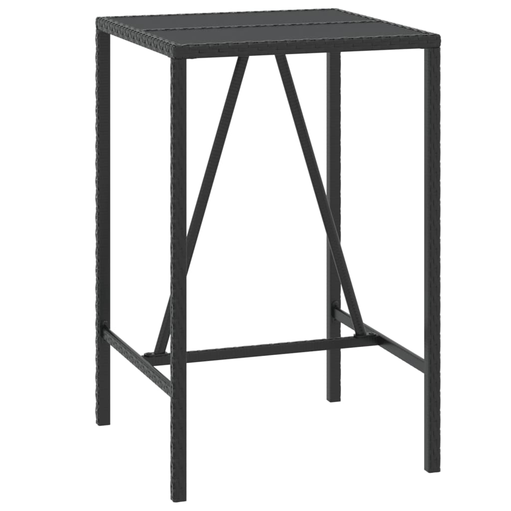 3-dijelni vrtni barski set od poliratana s jastucima crni Crna 70 x 70 x 110 cm