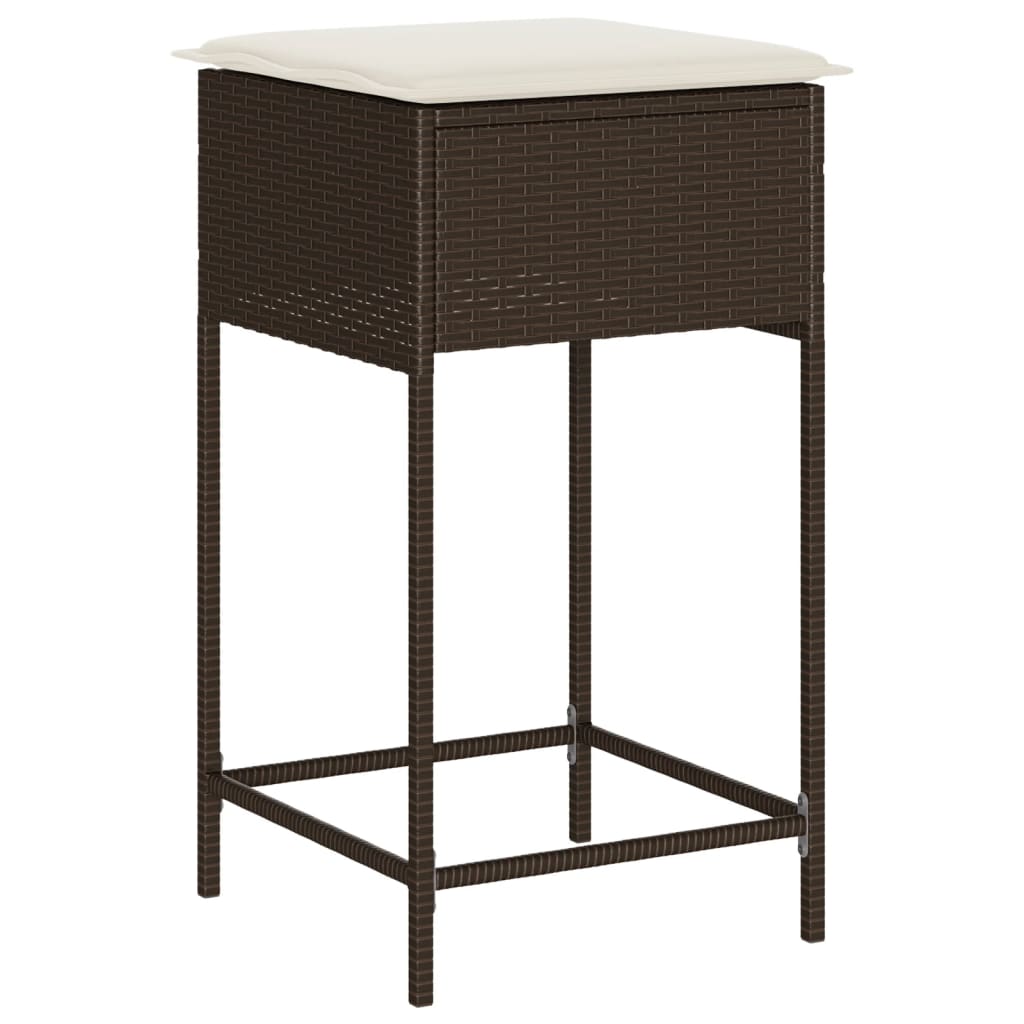 7-dijelni vrtni barski set s jastucima smeđi od poliratana Smeđa 180 x 70 x 110 cm