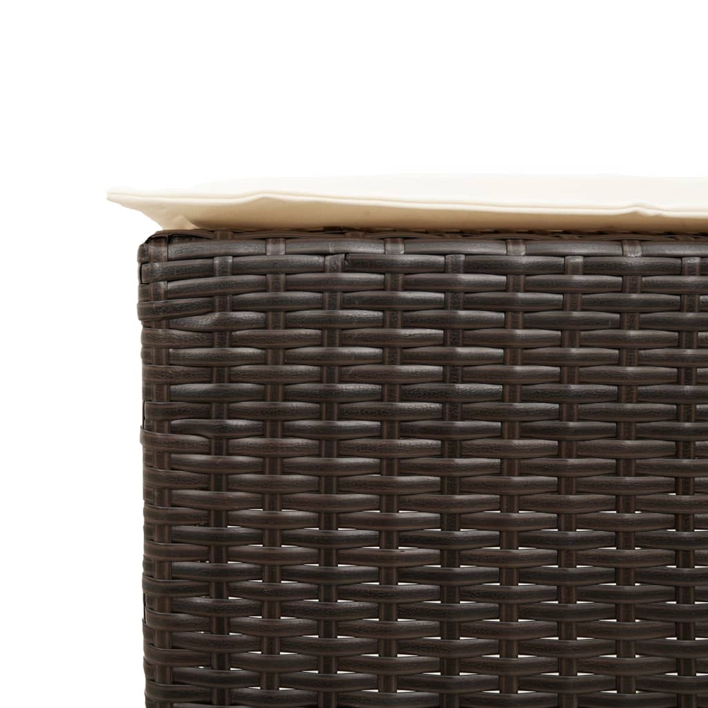 7-dijelni vrtni barski set s jastucima smeđi od poliratana Smeđa 180 x 70 x 110 cm