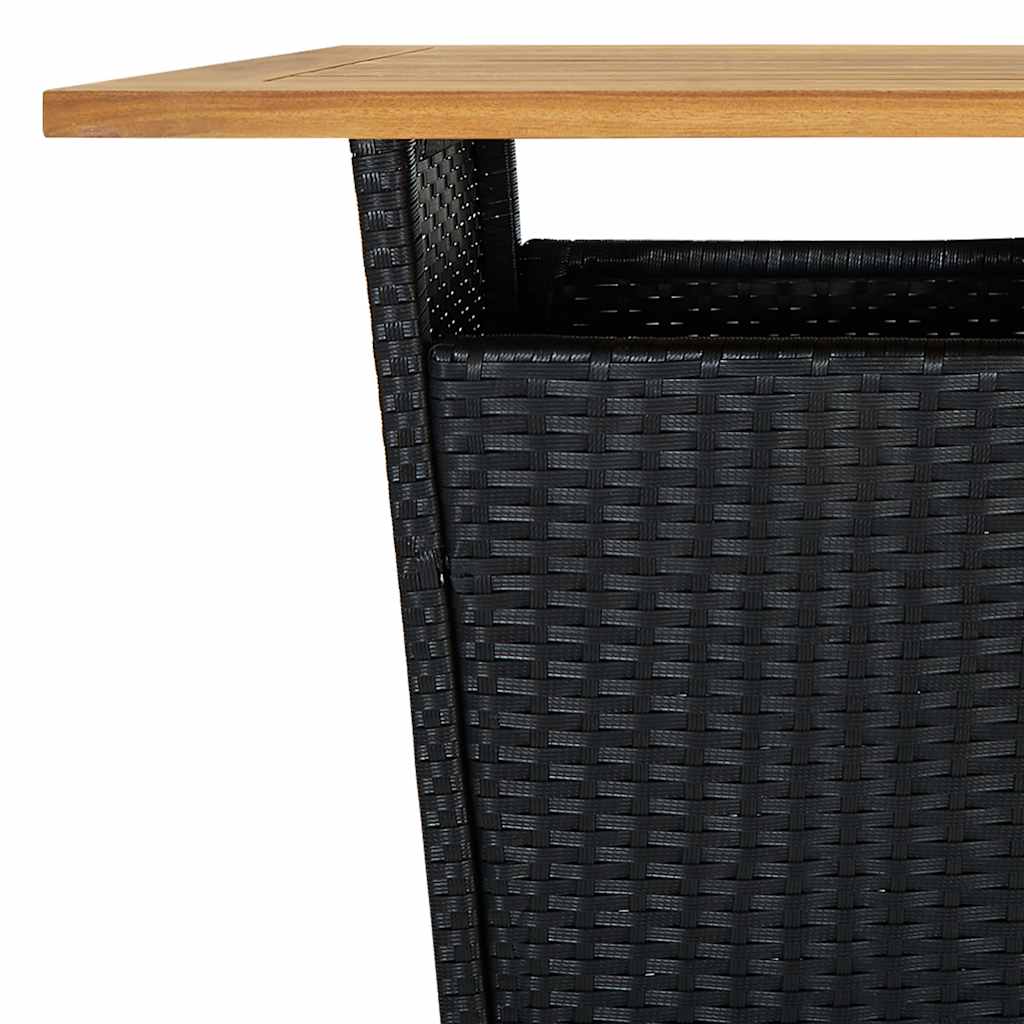 3-dijelni vrtni barski set od poliratana s jastucima crni Crna 60 x 60 x 110 cm