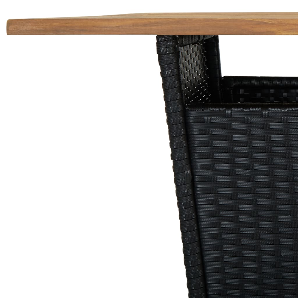 3-dijelni vrtni barski set od poliratana s jastucima crni Crna 80 x 80 x 110 cm