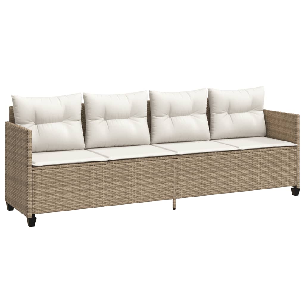 5-dijelni vrtni set sofa s jastucima bež od poliratana 204 x 55 x 70 cm