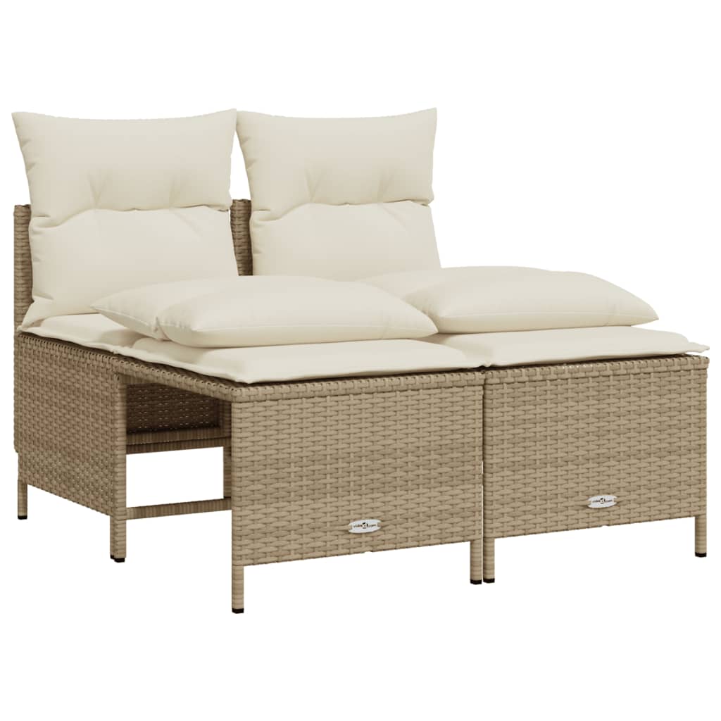 5-dijelni vrtni set sofa s jastucima bež od poliratana 204 x 55 x 70 cm