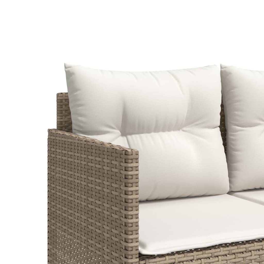 5-dijelni vrtni set sofa s jastucima bež od poliratana 204 x 55 x 70 cm