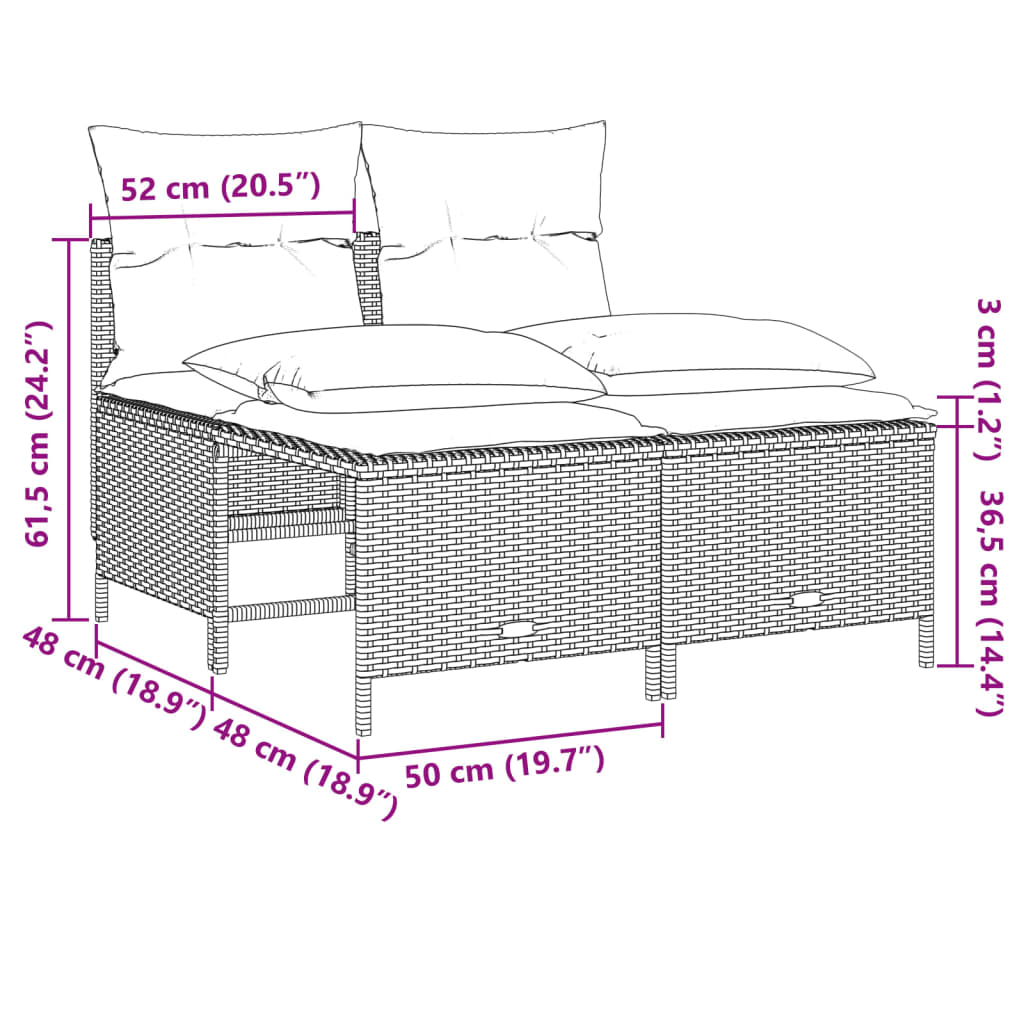 5-dijelni vrtni set sofa s jastucima bež od poliratana 204 x 55 x 70 cm