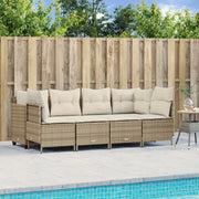 5-dijelni vrtni set sofa s jastucima bež od poliratana 204 x 55 x 70 cm