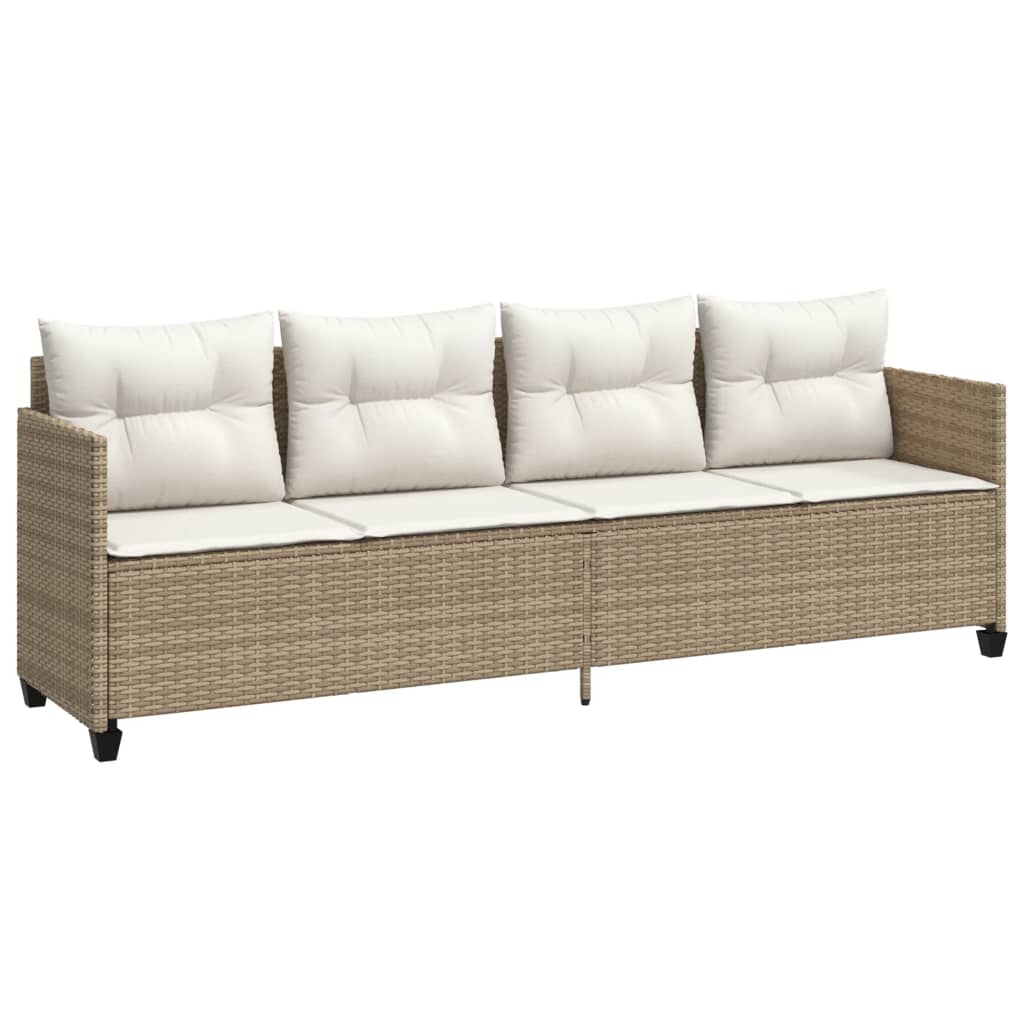5-dijelni vrtni set sofa s jastucima bež od poliratana 204 x 55 x 70 cm