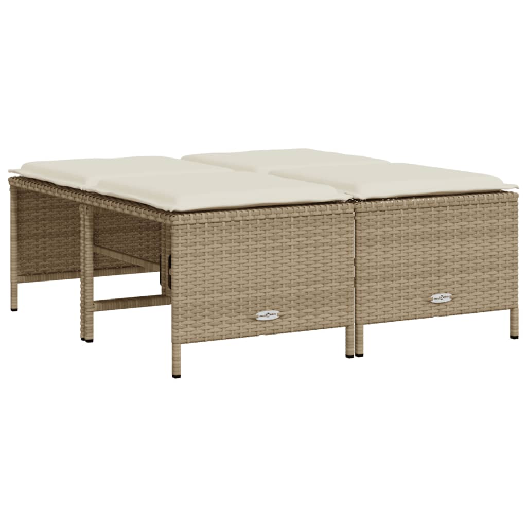 5-dijelni vrtni set sofa s jastucima bež od poliratana 204 x 55 x 70 cm