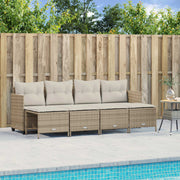 5-dijelni vrtni set sofa s jastucima bež od poliratana 204 x 55 x 70 cm