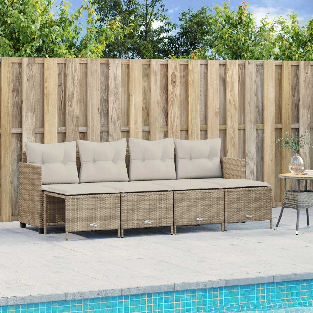 5-dijelni vrtni set sofa s jastucima bež od poliratana 204 x 55 x 70 cm