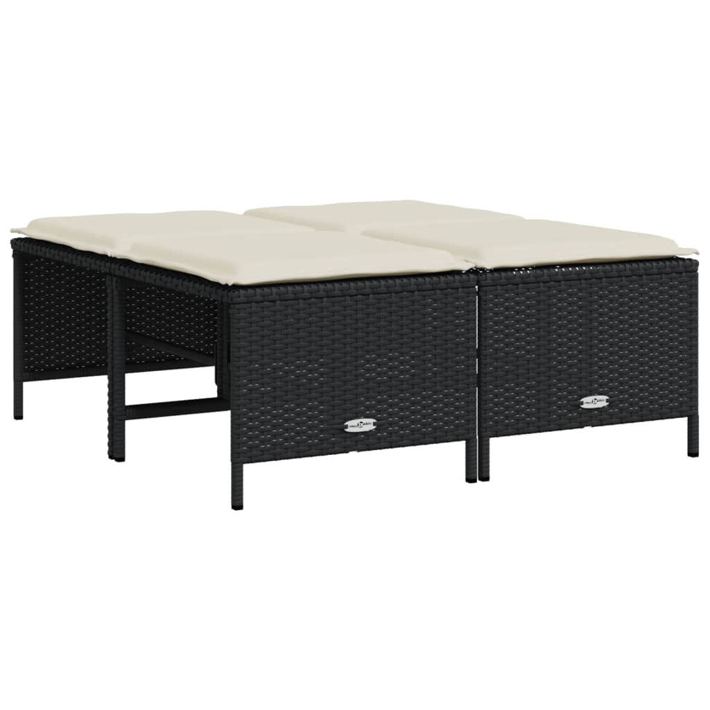 5-dijelna vrtna garnitura od poliratana s jastucima crna 204 x 55 x 70 cm