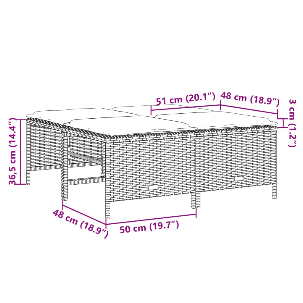 5-dijelna vrtna garnitura od poliratana s jastucima crna 204 x 55 x 70 cm