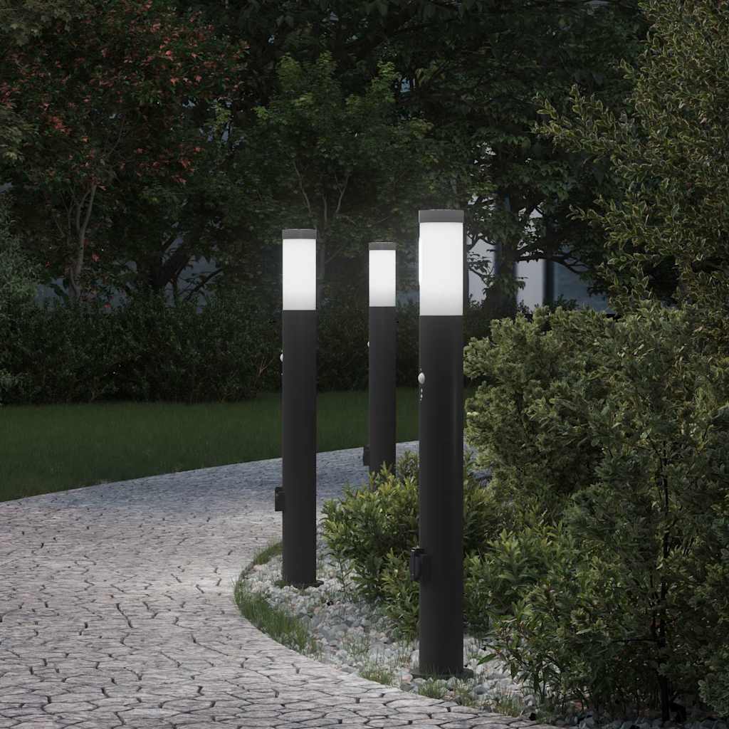 Stupić sa senzorom i utičnicom 3 kom 80 cm nehrđajući čelik IP44