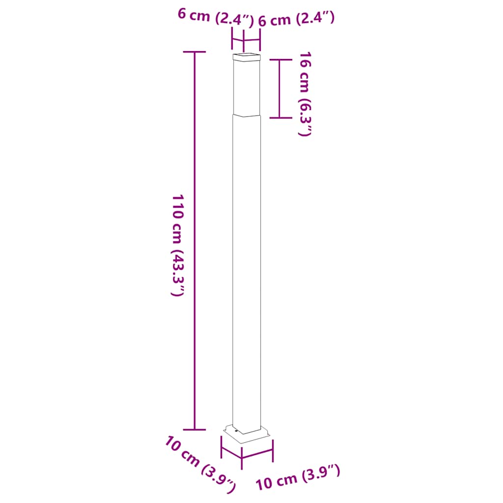 Stupić za svjetlo 110 cm od nehrđajućeg čelika IP44