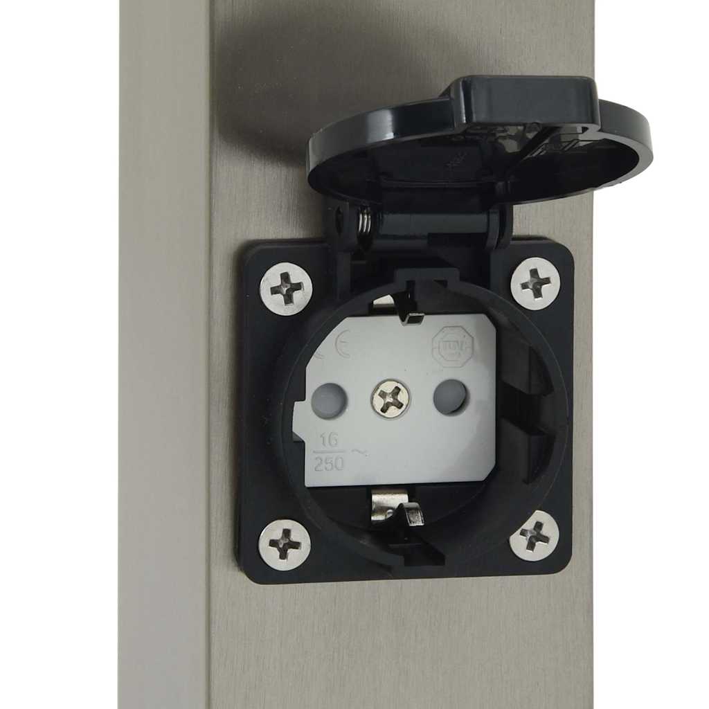 Stupić s utičnicom 50 cm od nehrđajućeg čelika IP44 Srebrna