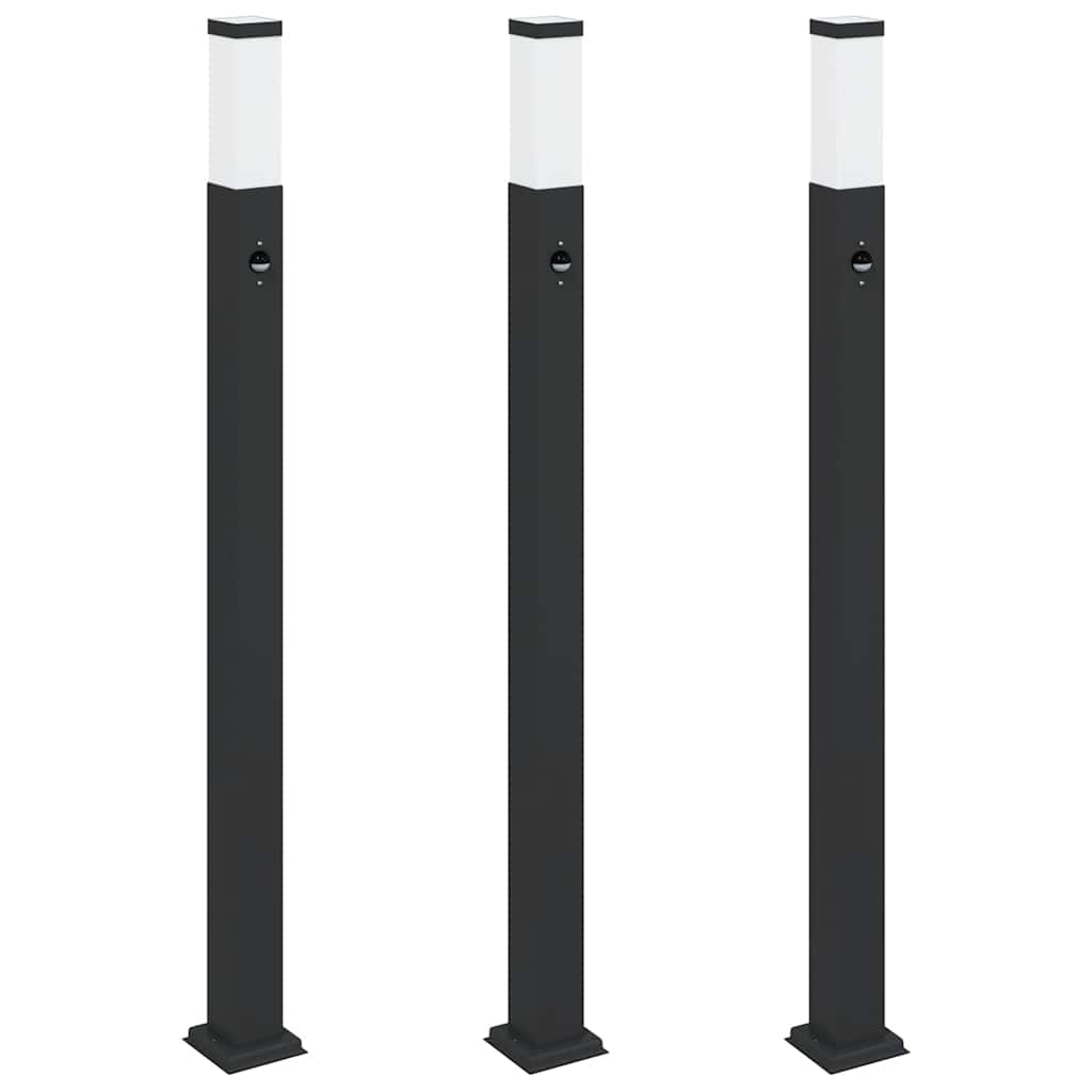Stupić za svjetlo sa senzorom 3 kom 110 cm crne IP44