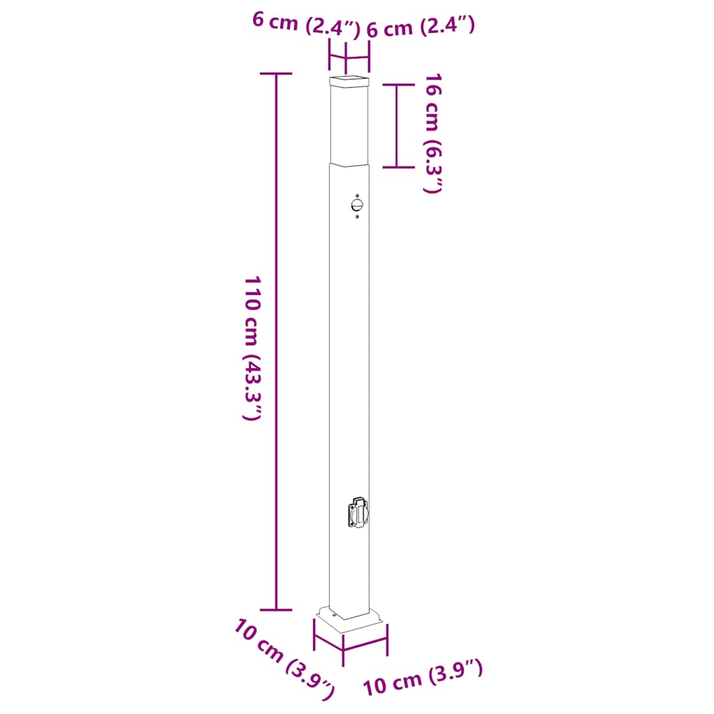 Stupić sa senzorom i utičnicom 110 cm Crna IP44